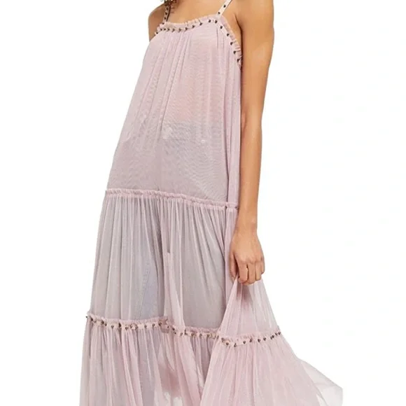 knee length dresses for ladies Intimately Free People Madeline Mesh Maxi Slip Dress – White Chocolate  Couture